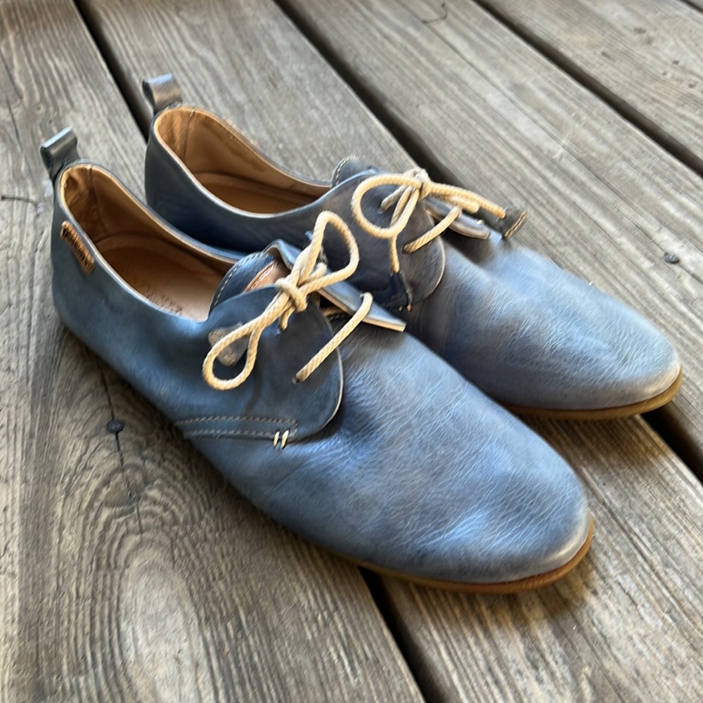 Vintage Pikolinos Light Blue leather Lace Up Style oxford Flats Brogues 40